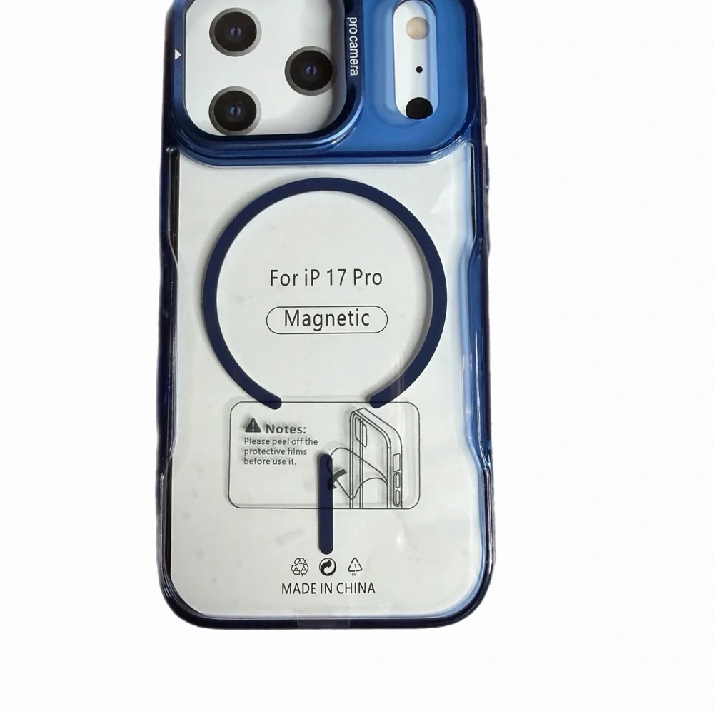 Blue and Silver Phone Case with Stand IPhone 17 Pro.